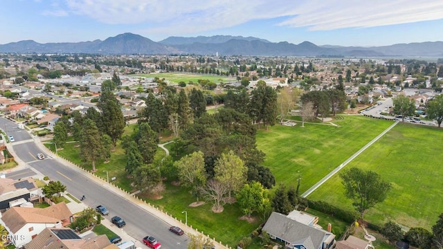 bird's eye view featuring a mountain view and a residential view