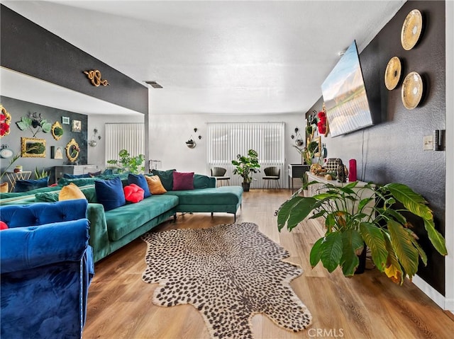 living room featuring light hardwood / wood-style floors