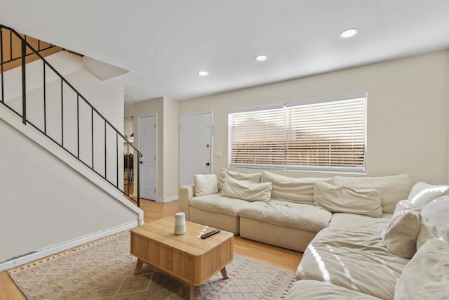 living room featuring light hardwood / wood-style floors