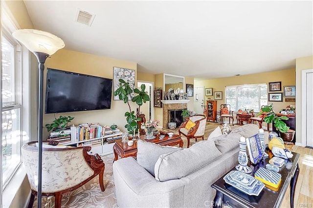 17407 Cantara St, Northridge, CA 91325 - living area featuring a fireplace and wood finished floors