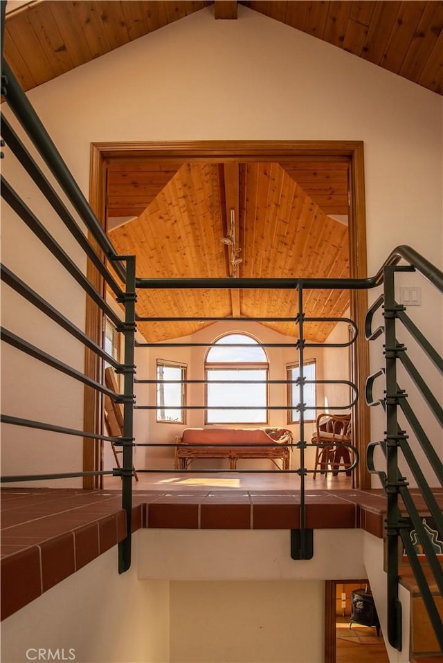 interior space with wooden ceiling