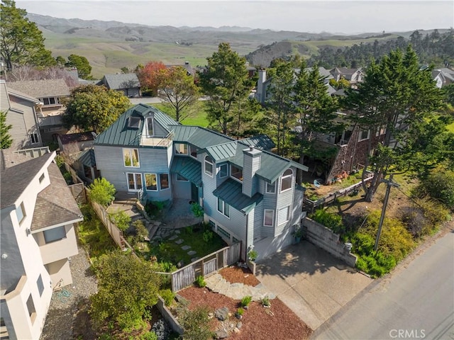 aerial view with a residential view