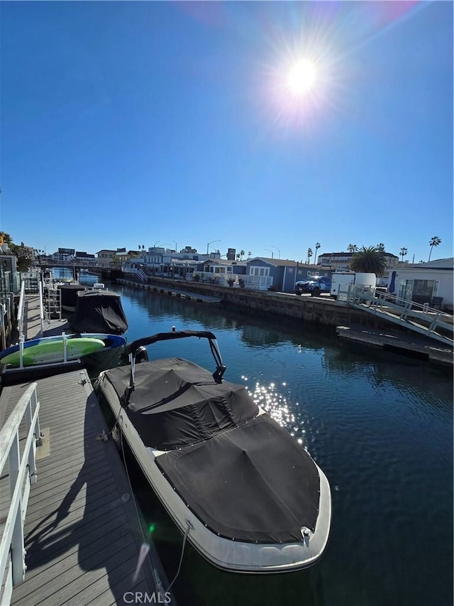 view of dock featuring a water view