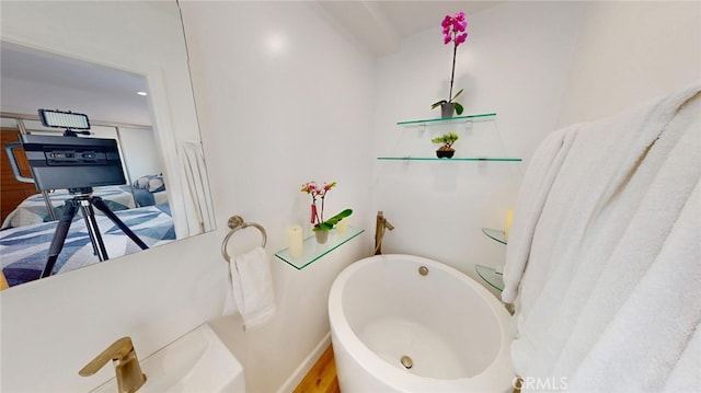 full bathroom featuring a freestanding tub