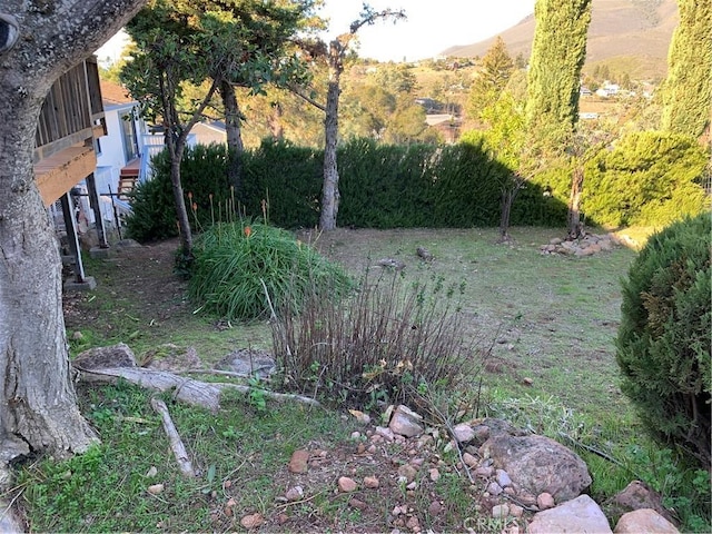 view of yard featuring a mountain view