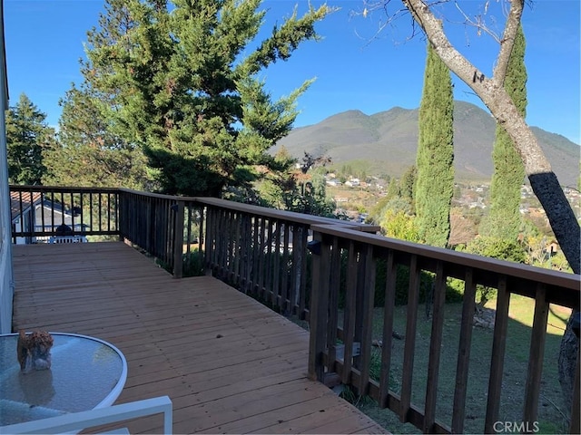 deck featuring a mountain view