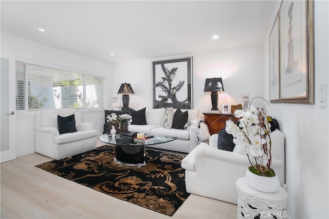 living room featuring light hardwood / wood-style floors