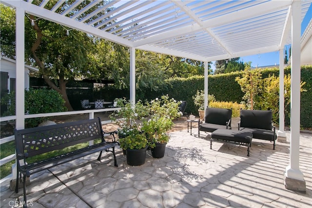 view of patio / terrace featuring a pergola