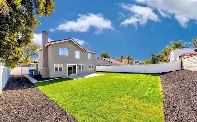 back of house with a yard, a patio, and cooling unit