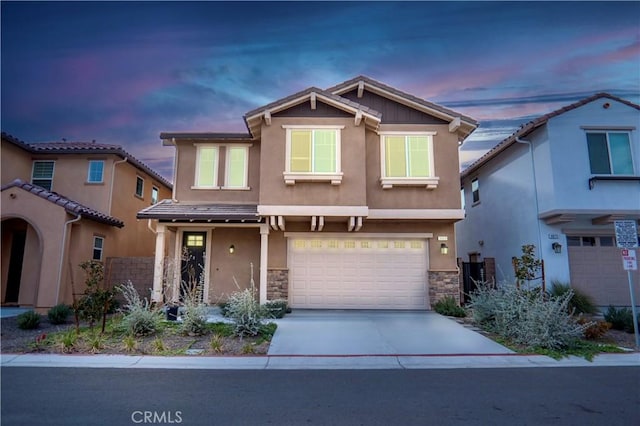 view of front of house with a garage