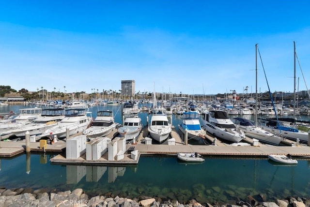 view of dock featuring a water view