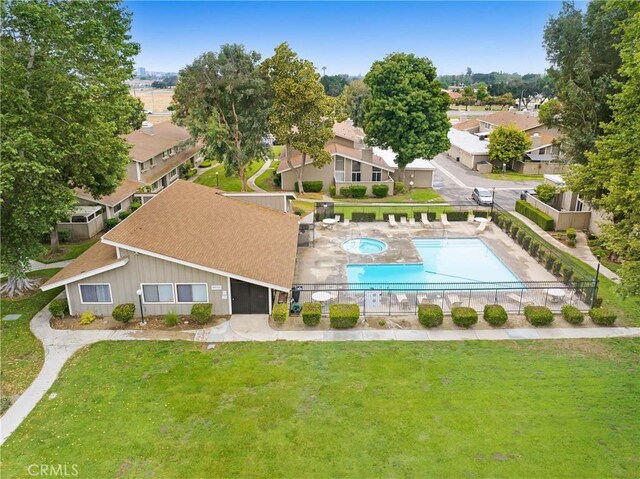 2061 W Redlands Blvd Unit 8C, Redlands, CA 92373 - aerial view of residential area with a pool