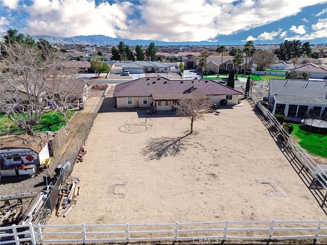 aerial view with a residential view and a mountain view