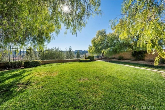 view of yard featuring a fenced backyard