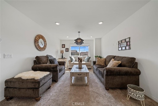 living room featuring carpet floors