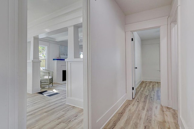 corridor featuring light hardwood / wood-style flooring