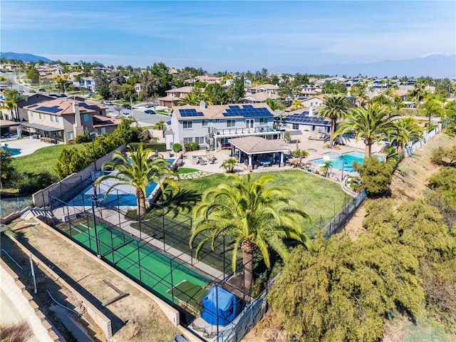 aerial view with a residential view