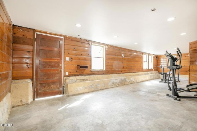 workout room featuring recessed lighting and plenty of natural light