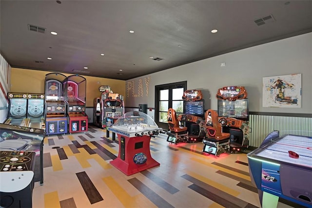 playroom featuring recessed lighting and visible vents