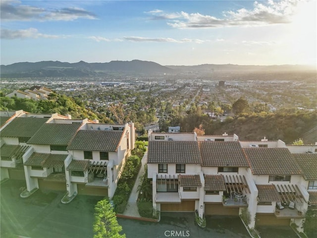 drone / aerial view with a mountain view