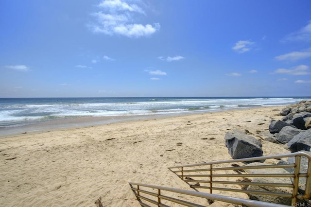 view of water feature featuring a beach view