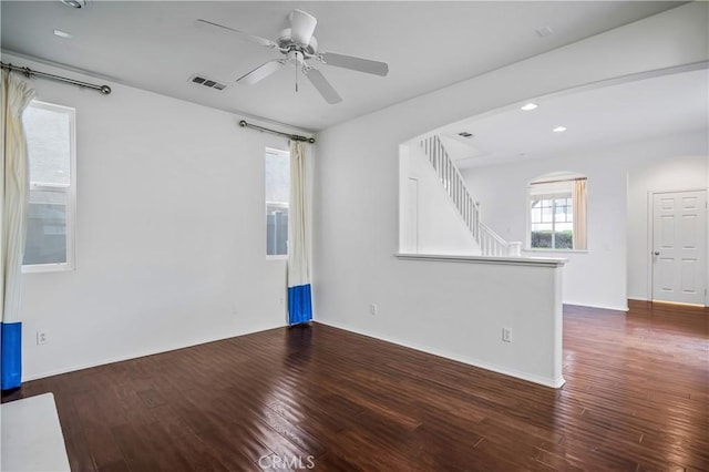 40241 Courtland Way, Temecula, CA 92591 - empty room featuring ceiling fan and dark wood-type flooring