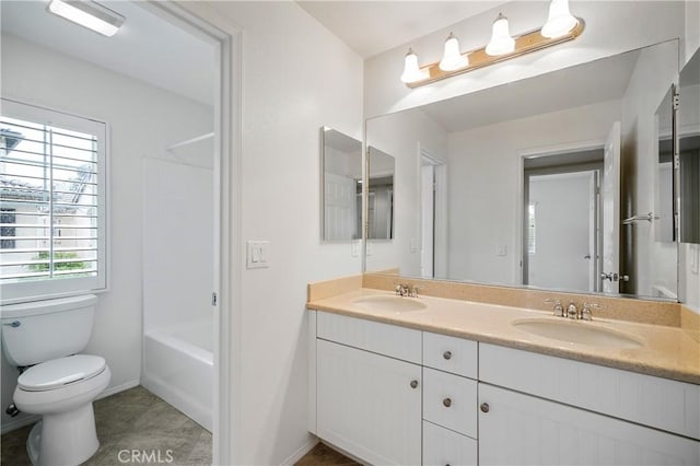 40241 Courtland Way, Temecula, CA 92591 - full bathroom with tile patterned floors, toilet, vanity, and shower / bath combination
