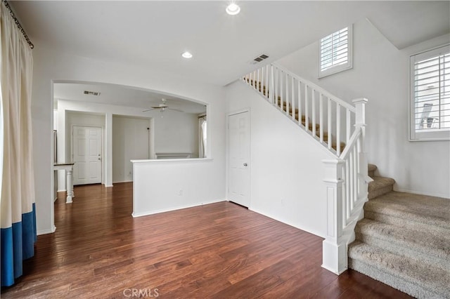 40241 Courtland Way, Temecula, CA 92591 - interior space featuring dark wood-type flooring and ceiling fan