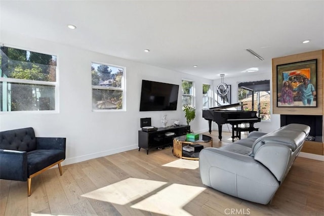 living room featuring light hardwood / wood-style flooring