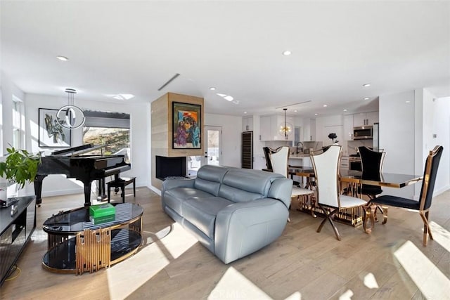 living room featuring light hardwood / wood-style flooring