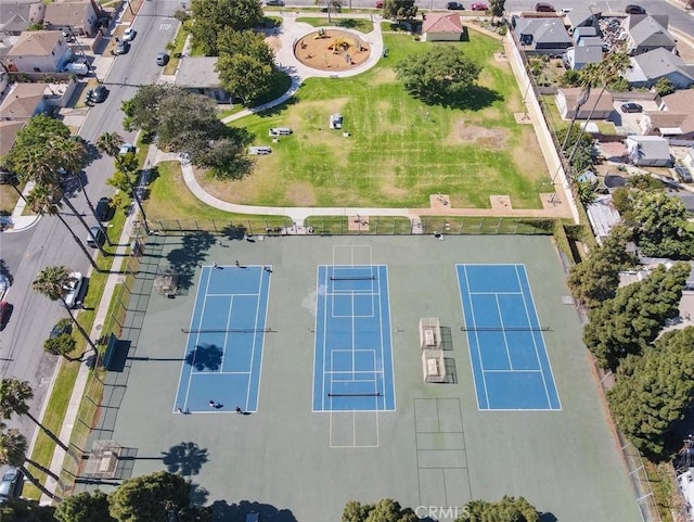 bird's eye view with a residential view