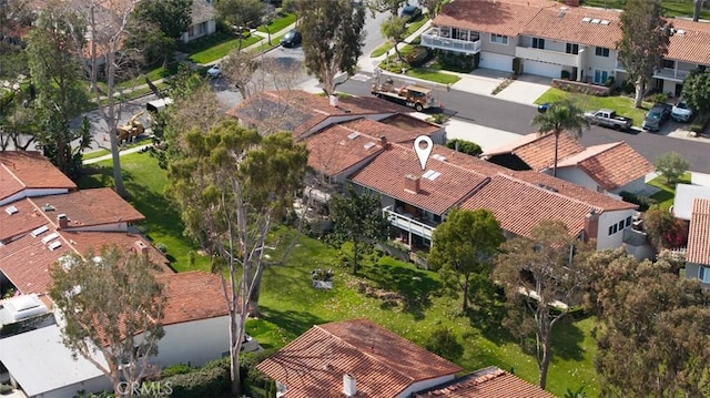 drone / aerial view with a residential view