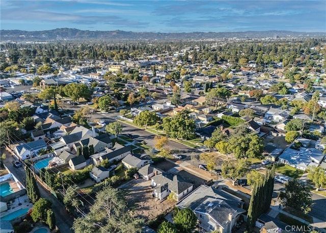 bird's eye view with a mountain view