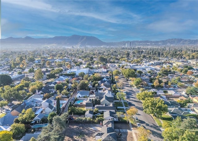 drone / aerial view with a mountain view