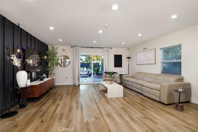 living room featuring light hardwood / wood-style flooring