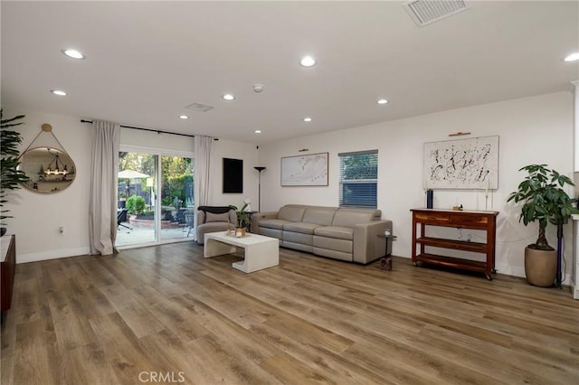 living room featuring hardwood / wood-style flooring