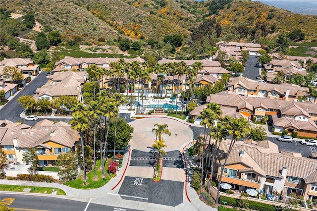 bird's eye view featuring a residential view and a mountain view