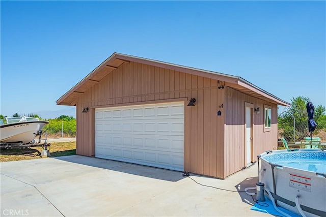view of detached garage