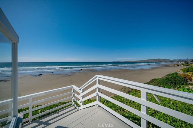 view of water feature featuring a beach view