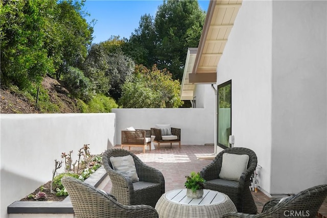 view of patio featuring an outdoor living space