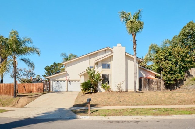 view of front of house with a garage