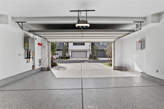 garage featuring water heater