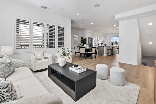 living room featuring light hardwood / wood-style flooring