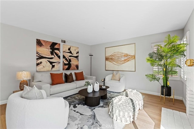 living room with light wood-type flooring