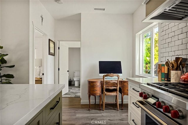 office space featuring dark hardwood / wood-style floors