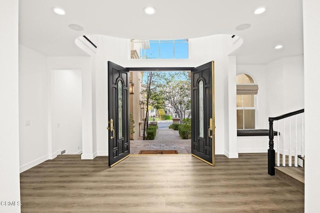 foyer featuring dark hardwood / wood-style floors