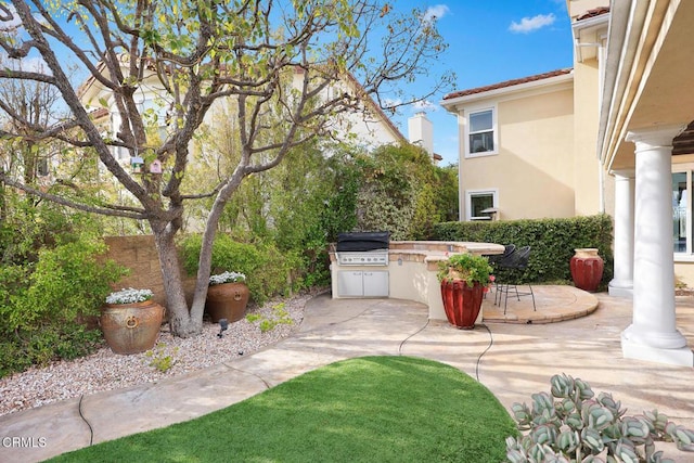 view of patio featuring grilling area and exterior kitchen