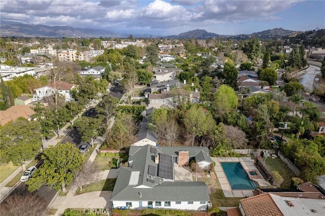 drone / aerial view with a mountain view