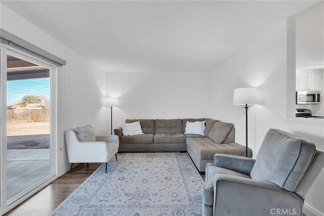 living area with light wood-type flooring