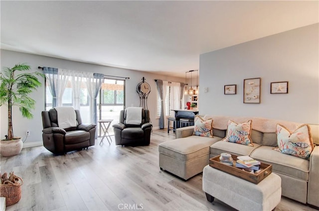 living room featuring light hardwood / wood-style floors